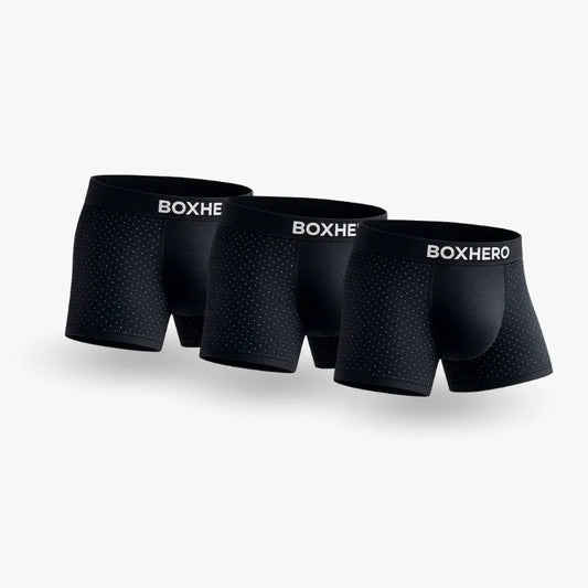 Pacote com 3 Cuecas Boxer Pretas 1.0 - Premium em Fibra de Bambu